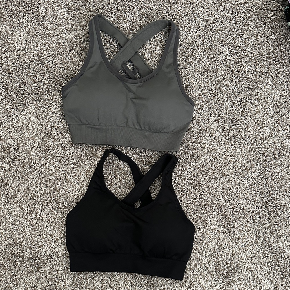 Women's Gray and Black Sports Bras